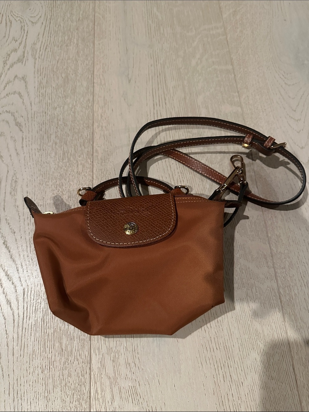 Longchamp Small Crossbody Bag in Cognac Brown